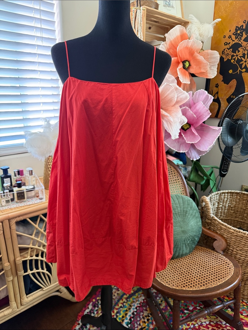 Free People Struttin Scarlet Glow Adjustable Strap Darling Femme Boho Mini Dress